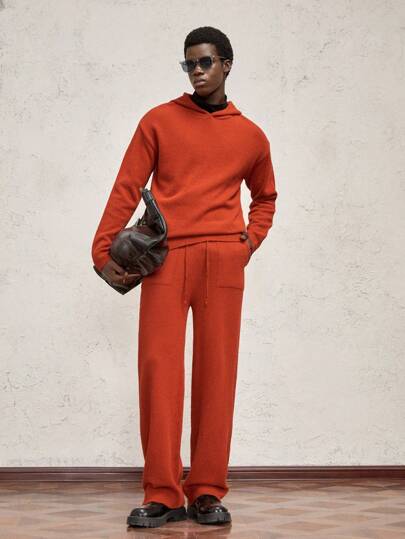 AKNOTIC Business Casual 2 件男士针织运动服套装，包括连帽毛衣和配套裤子，休闲日常穿着，适合秋冬