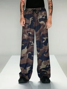 Manfinity VCAY 男士针织松紧腰休闲直筒裤，适合春夏季 - 彩色 - 查看 1