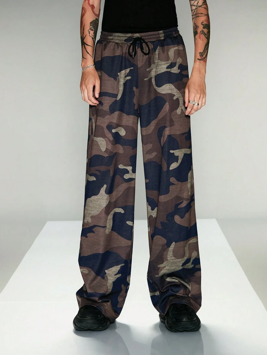 Manfinity VCAY 男士针织松紧腰休闲直筒裤，适合春夏季 - 彩色 - 查看 1