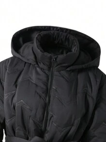 Padded Coat, Casual Long Style For Teenage Girls, Thickened Winter Padded Coat - Black - View 4