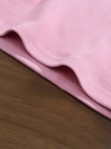 2 piezas Conjunto de vestido de línea A y blusa de cuello alto con bordado floral casual y elegante para niñas bebé, primavera/otoño - Rosa - Ver 8