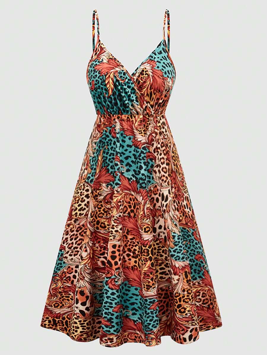 SHEIN LUNE 大码细肩带全印花休闲夏装