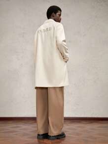 AKNOTIC Business Casual Men's Woven Loose Fit Lapel Collar Long Casual Wind Jacket, Suitable For Autumn, For Fall Winter