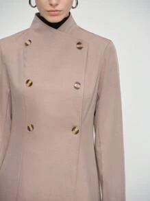 Lyxana Áo khoác nữ tay dài cổ bẻ, eo thắt eo, thanh lịch và thời trang khi đi làm - Cà phê nâu - Xem 3