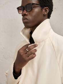 AKNOTIC Business Casual Men's Woven Loose Fit Lapel Collar Long Casual Wind Jacket, Suitable For Autumn, For Fall Winter