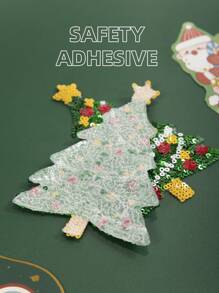Tampón de árbol de Navidad con lentejuelas de talla grande, adecuado para Navidad