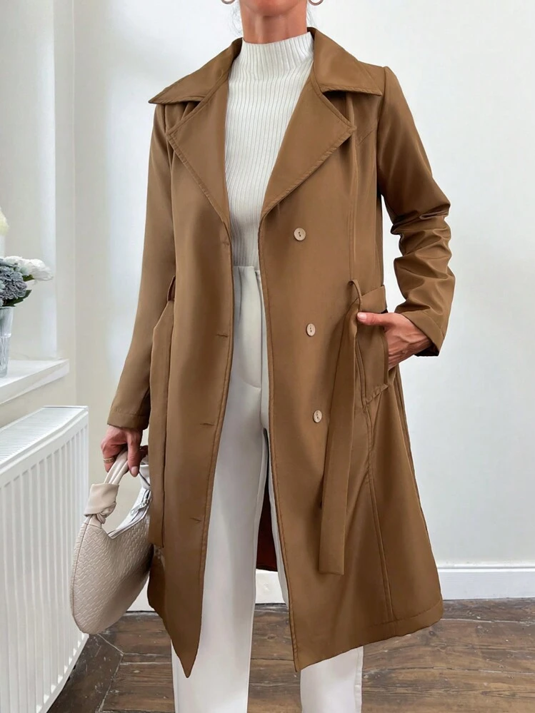 SHEIN Cottnline Women's Solid Color Turndown Collar Single