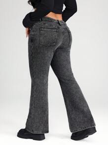 SHEIN BASICS Plus Size Black Stretch Flare Leg Jeans