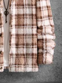 Manfinity Homme Men's Plaid Printed Fleece Zip-Up Jacket