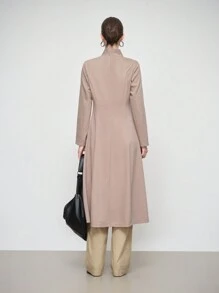 Lyxana Áo khoác nữ tay dài cổ bẻ, eo thắt eo, thanh lịch và thời trang khi đi làm - Cà phê nâu - Xem 2