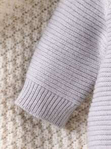 男婴连帽针织连体衣，长袖毛衣连体裤，舒适保暖，适合秋冬季，灰色，适合日常穿着、室内、户外和旅行 - 灰色 - 查看 8