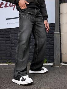 SHEIN Lässige Teenager Jungen Jeans in Blau, bequem für den täglichen Gebrauch und Schulbesuch, Jungenkleidung