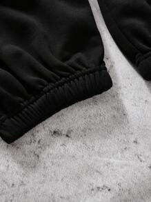 SHEIN Teen Boy Y2K Knit Solid Color Lettering Towel Embroidery Drawstring Pocket Casual Sweatpants