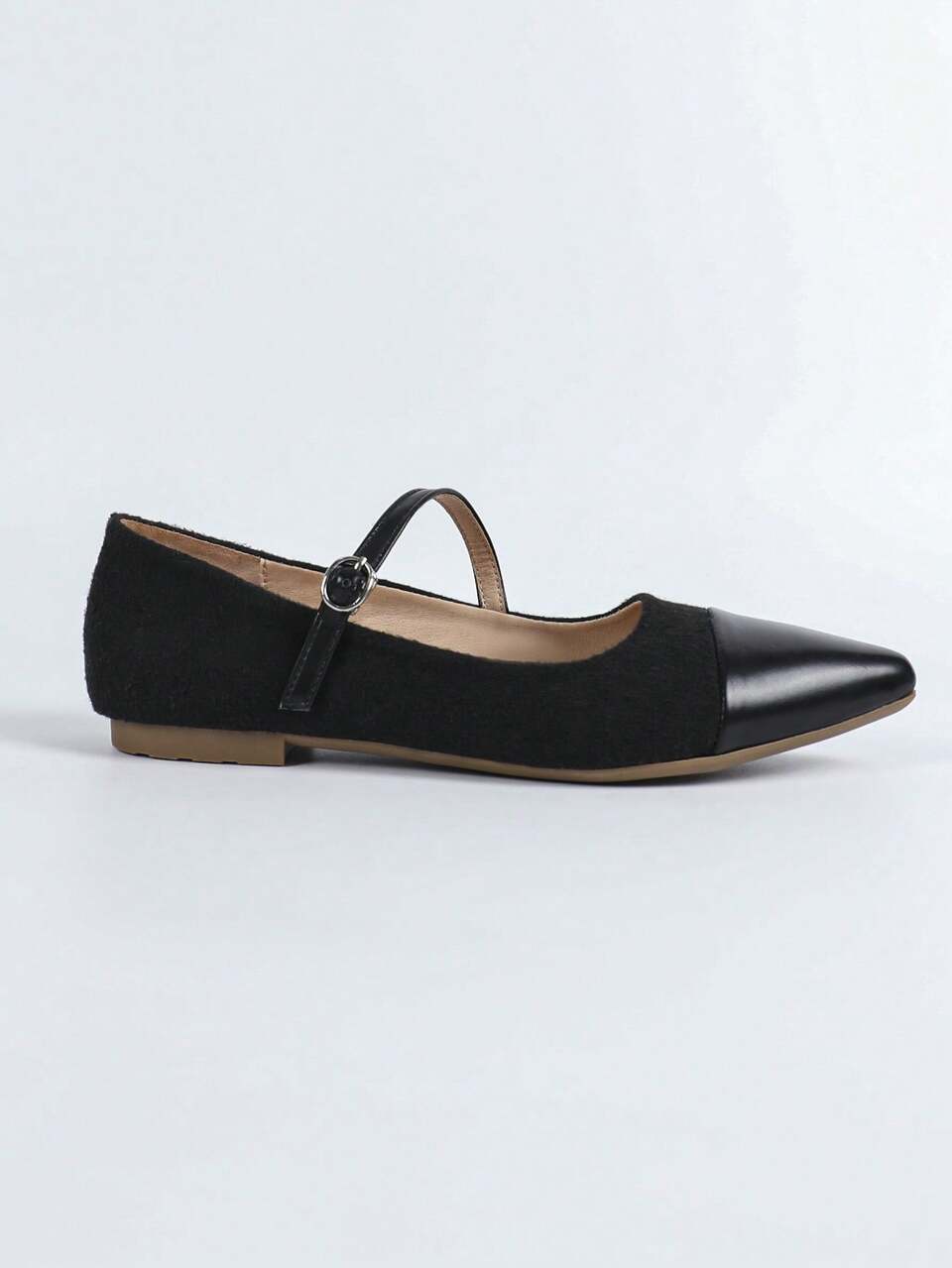 CUCCOO BIZCHIC Women's Flat Pointed-Toe Slip-On Contrast-Color Black Shoes, Lightweight & Comfortable All-Season Footwear