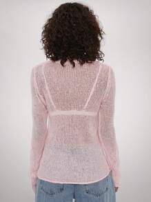 Forever 21 Pink Long Sleeve Mohair Sweater - Pink - View 3