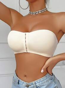 Ladies Front Closure Padded Push-Up Brassiere - Apricot - View 4