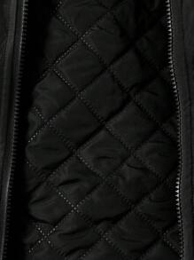 Tween Girls Black Hooded Padded Coat With Fluffy Collar & Sling Bag, Outdoor Winter Warm Coat - Black - View 3