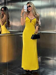 Allurite Vestido sirena con espalda descubierta y tirantes finos sexy