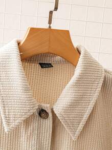 SHEIN VCAY Women's Long Sleeve Solid Color Corduroy Shacket,Winter Women Clothes,Jacket - Camel - View 5