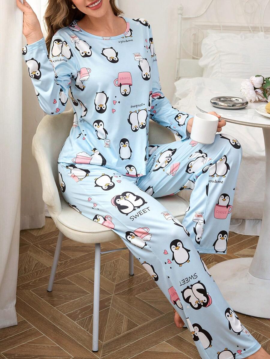 SHEIN 1 Set 140g Digital Printed Milk Silk Pajamas Set For Women, Fall Winter Clothes Cozy And Elegant Details - Multicolor - View 1