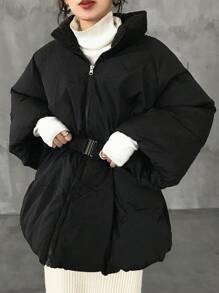 FRIFUL Damen Winter Lässig einfarbige Stehkragen Daunenjacke