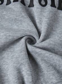 Mulvari Áo hoodie dài tay in chữ thường ngày cho nữ - Xám - Xem 7