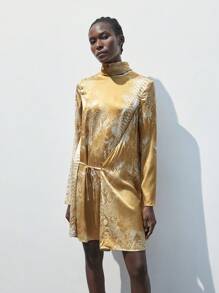 SHEIN Maija 秋季新品 返校/派对优雅金属蛇皮图案女式迷你连衣裙 - 彩色 - 查看 1