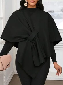 SHEIN Lady Veste chale structurée avec nœud papillon à la taille pour femme