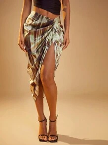 Hauture Chân váy xếp ly in họa tiết đá cẩm thạch - Nhiều màu - Xem 1