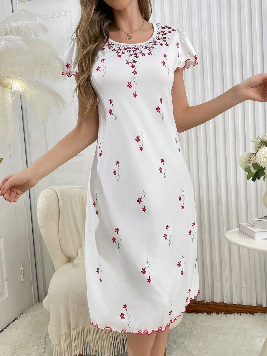 女式花卉印花睡袍