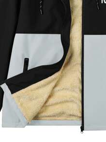 Manfinity Homme Áo khoác nỉ dài tay dáng rộng dành cho nam, in chữ phối màu, có mũ, chất liệu nỉ, thích hợp cho mùa thu. - màu đen - Xem 5