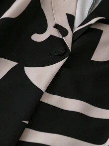SHEIN LUNE 大码女式全印花翻领西装外套和宽腿宽松裤套装，春秋季 - 彩色 - 查看 5