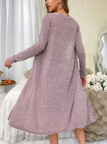 Conjunto de pijama informal elegante para mujer con camisa de encaje en contraste y chaqueta, conjunto de prendas de estar en casa para otoño