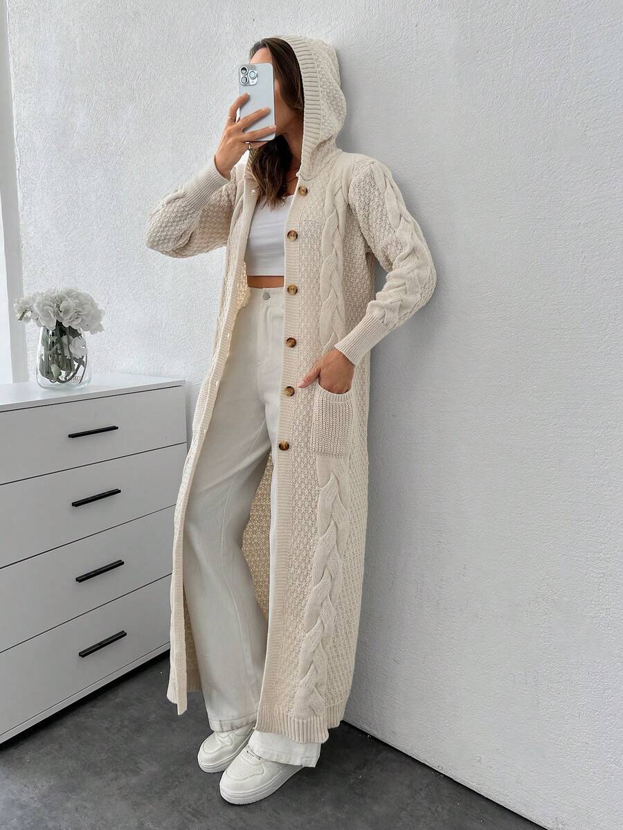 SHEIN Cárdigan con detalle y botón largo especial + 480 Moda de Mujer