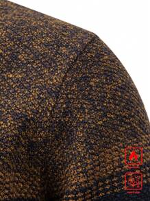 Manfinity Homme Suéter grueso de manga larga con bloque de color y gráfico vintage de rayas, forro térmico, para otoño/invierno, trabajo, esposo.