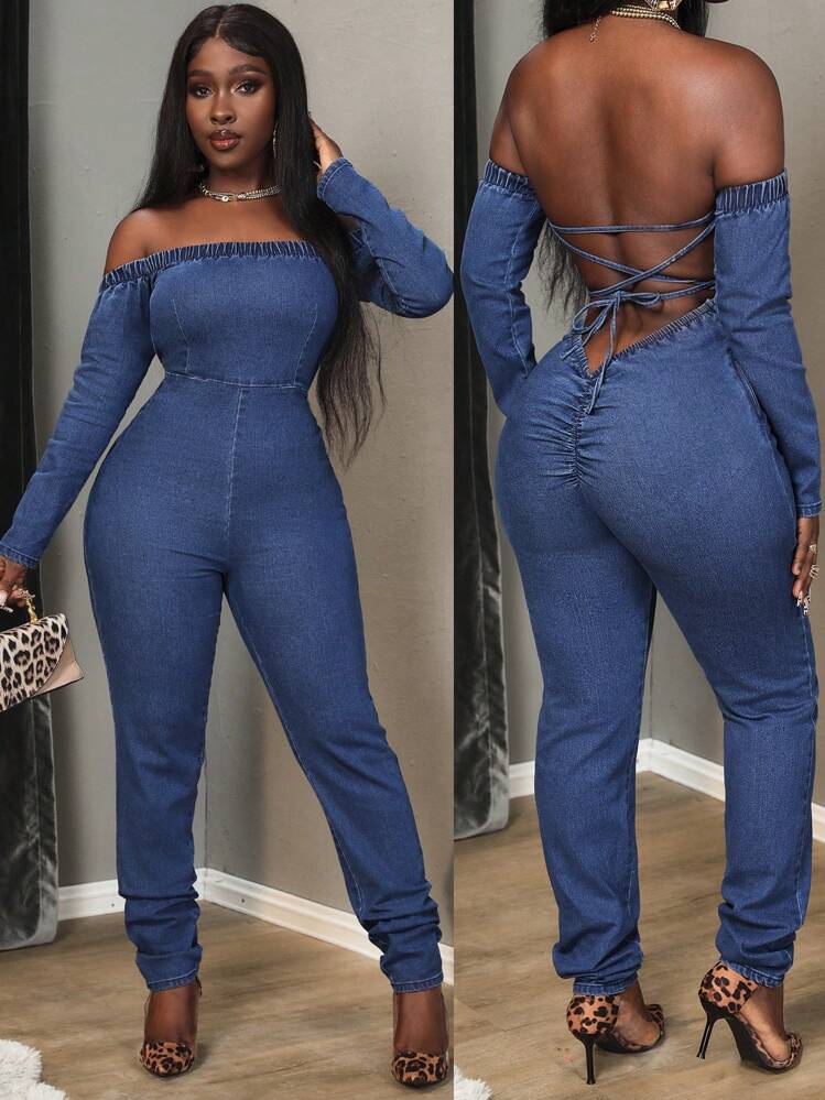Slaydiva Women's Off-Shoulder Backstrap Side Zipper Fitted Casual