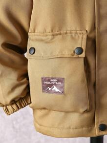 SHEIN Tween Boy Adolescent Simple Casual Fleece Outdoor Jacket