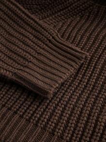 ROMWE Áo len cardigan ngắn cổ lông phong cách cổ điển dành cho nữ - màu nâu - Xem 3