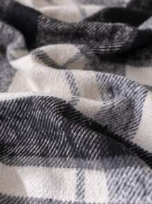 SHEIN Baby Girl Loose Casual Plaid Long Sleeve Shirt Collar Drop Shoulder Jacket, Suitable For Outdoor, Party And Other Occasions