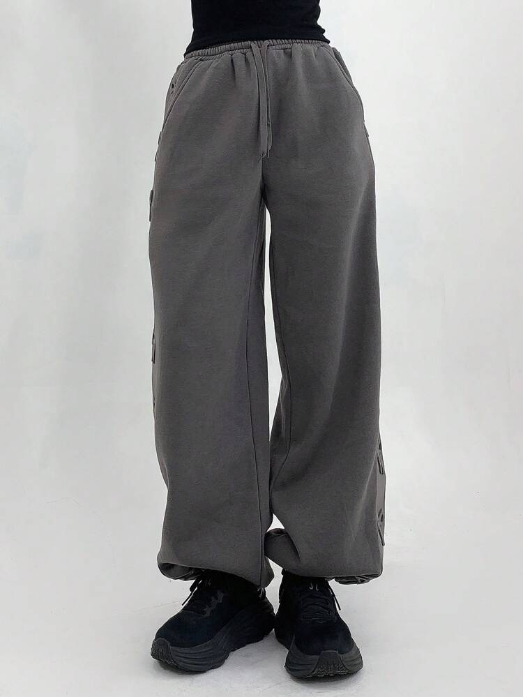 Thermal Lined Loose Fit Steel Stamped Bowknot Women's Sweatpants, Thermal Lined Fall,Winter Women Joggers