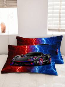 3pcs Racing Car Design Bedding Set, Comfortable Bed Linen, 1 Duvet Cover + 2 Pillowcases, Made Of Skin-Friendly 100% Polyester Fiber & Polyester Fabric, No Filling, Suitable For All Seasons, Bedroom And Dorm Use, Travel - Multicolor - View 5