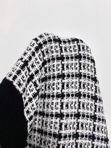 Flirla Cárdigan ancho informal de una hilera con manga larga a cuadros, otoño/invierno para mujer