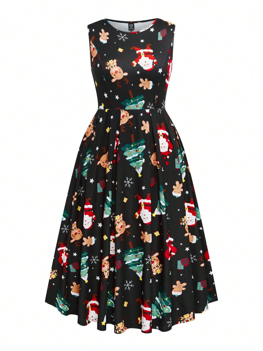 SHEIN Clasi Plus Size Women Christmas Knit Digital Print Fitted