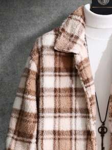 Manfinity Homme Men's Plaid Printed Fleece Zip-Up Jacket