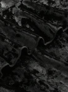 ROMWE Gothic Palace Style Contrast Lace Plus Size Mermaid Velvet Maxi Skirt - Black - View 3