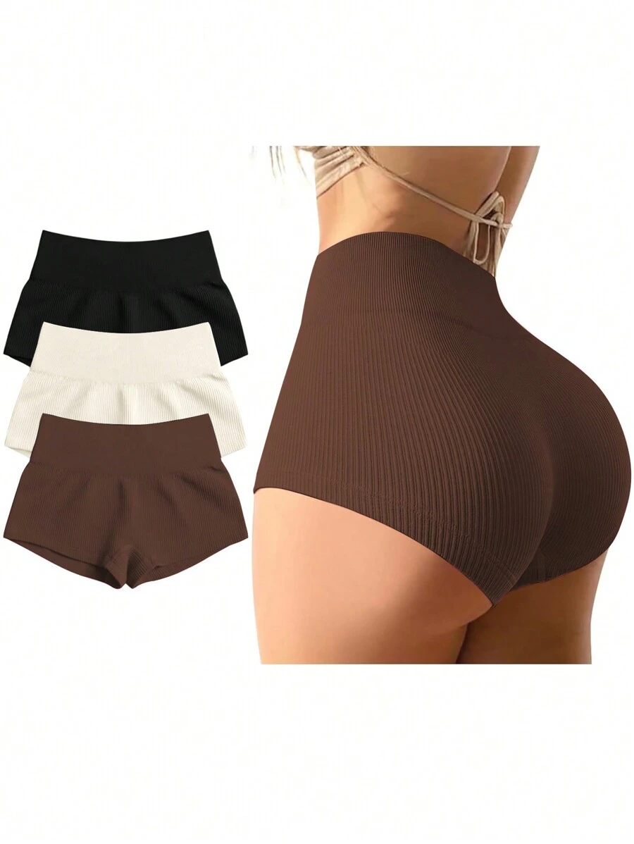 Easithlete 3 件/套女士运动服无缝弹性健身短裤，超短舒适女士运动短裤、健身短裤、骑行短裤