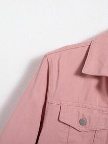 Manfinity Homme Chaqueta vaquera casual de manga larga de botones delanteros de unicolor para hombres - Rosa Pálido - Ver 6
