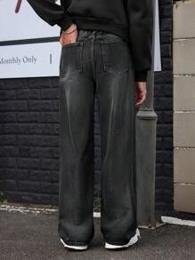 SHEIN Lässige Teenager Jungen Jeans in Blau, bequem für den täglichen Gebrauch und Schulbesuch, Jungenkleidung