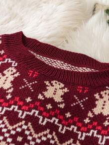 EMERY ROSE Plus Size Casual Christmas Tree & Gingerbread Man Graphic Loose Batwing Long Sleeve Sweater, Suitable For Autumn & Winter Knit Pullover Fall Outfit