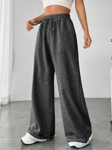 Muchica Women's Elastic Waist Loose Wide Leg Sweatpants, Casual Sports, Autumn